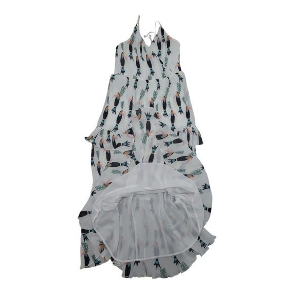 & Other Stories Frill Tiered Maxi Dress White w/ Multi Color Toucan Size…RARE - Picture 9 of 16